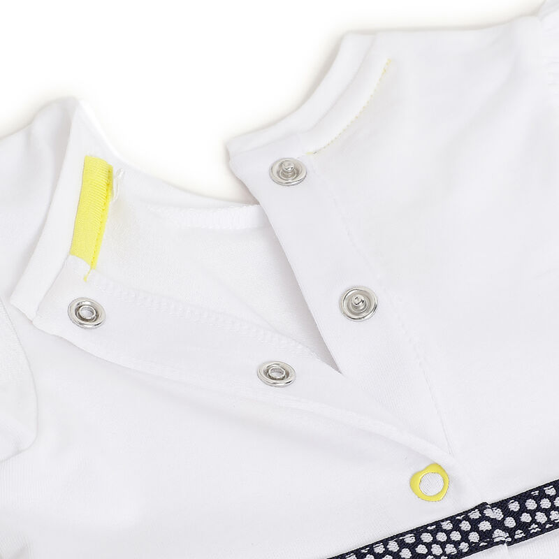 Girls White and Yellow Printed Short Sleeve Dress image number 3